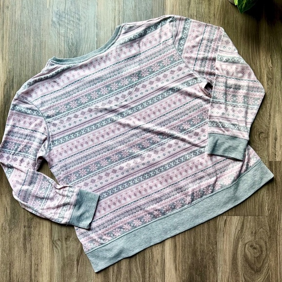 Cuddl Duds Brushed Knit Pajama Sleep Top Pink Gray Fair Isle Print Size XL - Picture 12 of 12